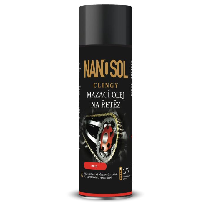 Mazací olej na řetěz motorky CLINGY 650ml od NANOSOL