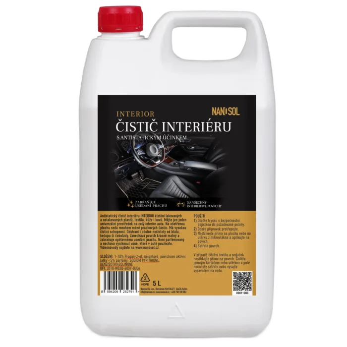 Čistič interiéru auta INTERIOR s antistatickým účinkem 5L