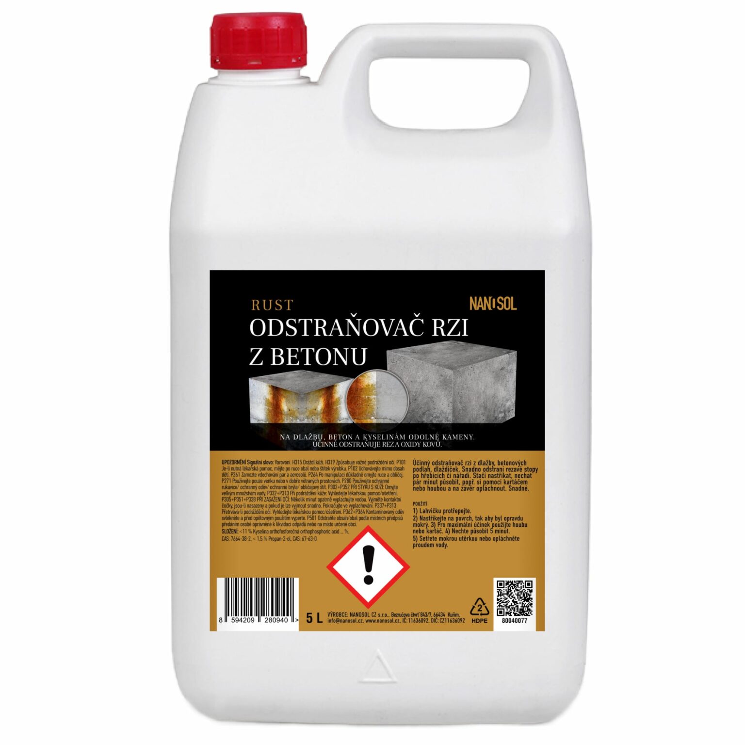 Odstraňovač rzi z dlažby a betonu RUST 5 L - NANOSOL
