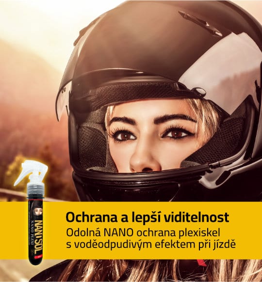 Odolná NANO ochrana plexiskel s voděodpudivým efektem při jízdě