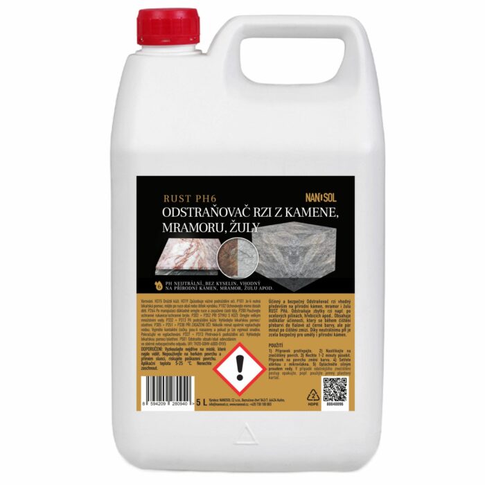 Odstraňovač rzi na kámen, mramor, žulu RUST PH6 5 L