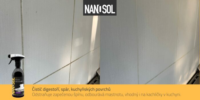 Čistič digestoří GelX od NANOSOL je vhodný nejen na čištění kuchyňských povrchů, ale také spár v kuchyni.