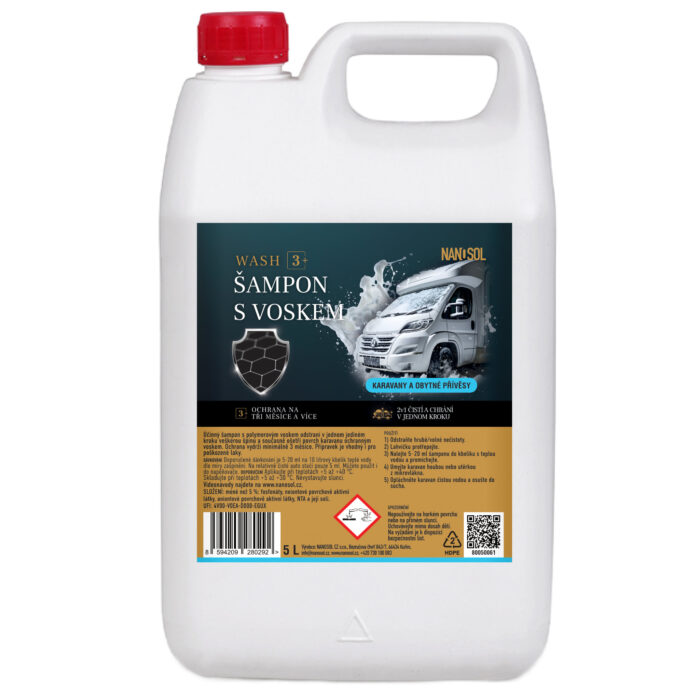 Šampon s voskem WASH 3+ na karavany a obytné přívěsy 5L
